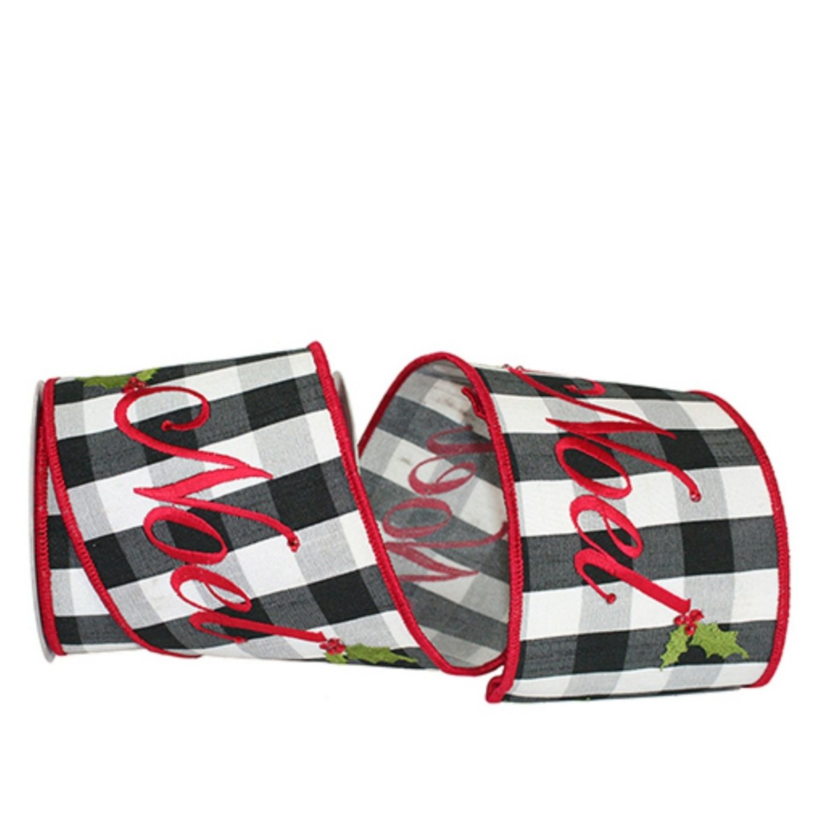 Shop For 4" Noel Check Embroidery Ribbon: Black & White (5 Yards)