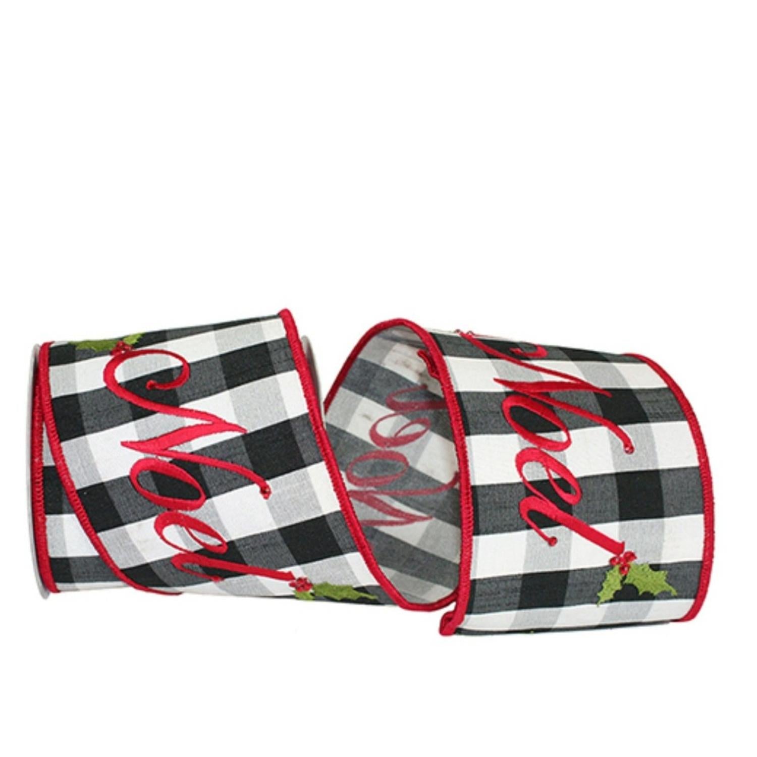 Shop For 4" Noel Check Embroidery Ribbon: Black & White (5 Yards)