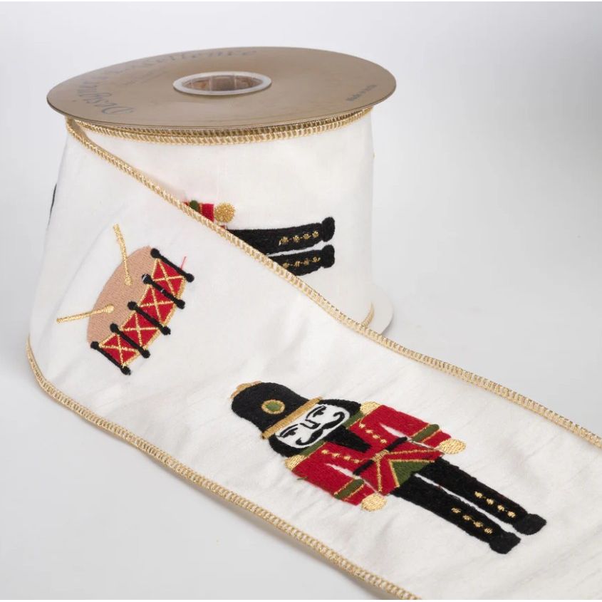 Shop For 4" Nutcracker Drum Ribbon: White (5 Yards)