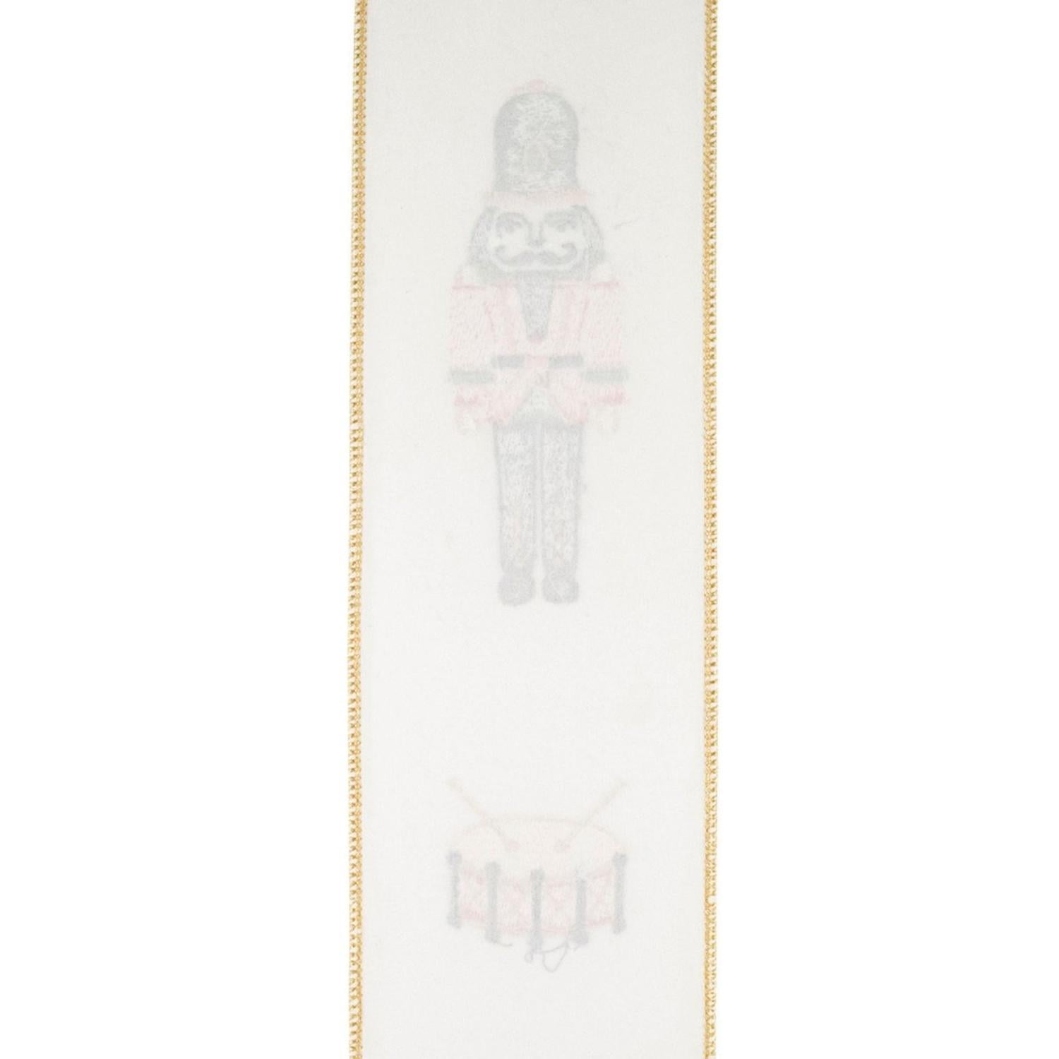 4" Nutcracker Drum Ribbon: White (5 Yards)