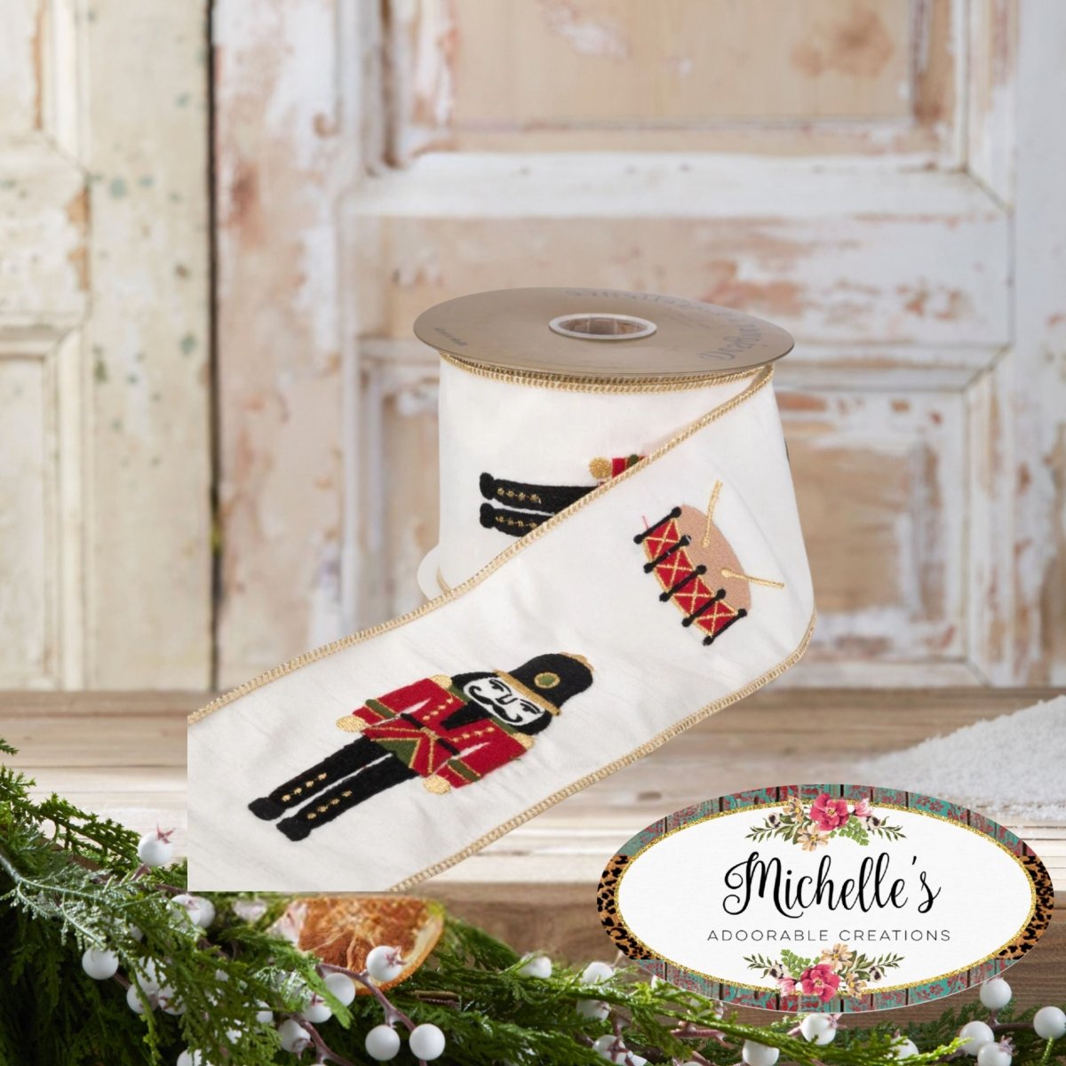 Shop For 4" Nutcracker Drum Ribbon: White (5 Yards)
