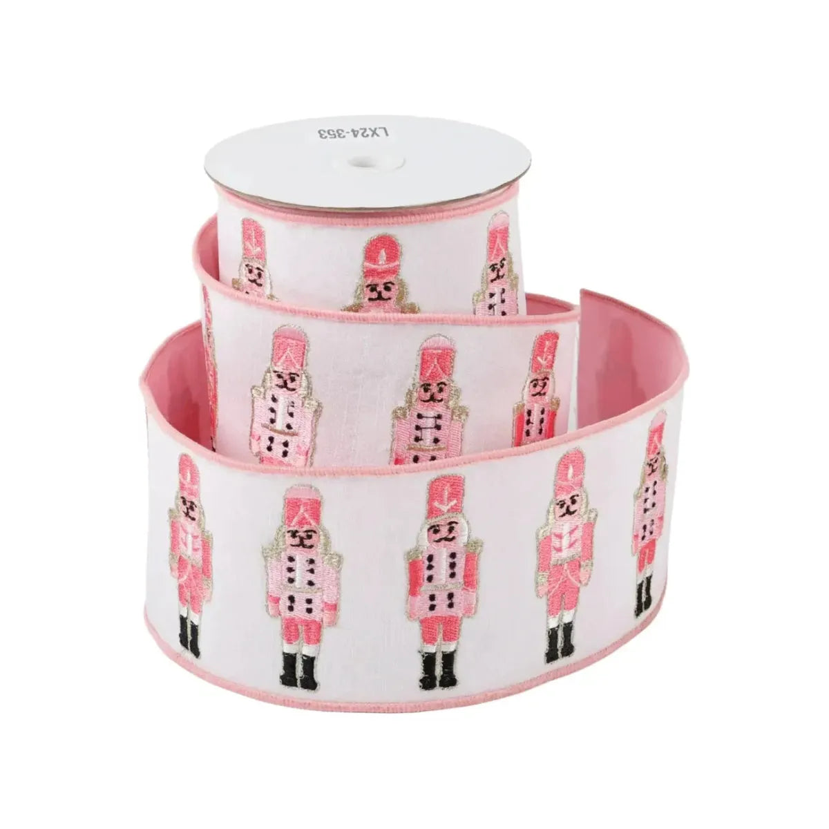 Shop For 4" Nutcracker Pink Dupion Ribbon: White (5 Yards) at Michelle's aDOORable Creations