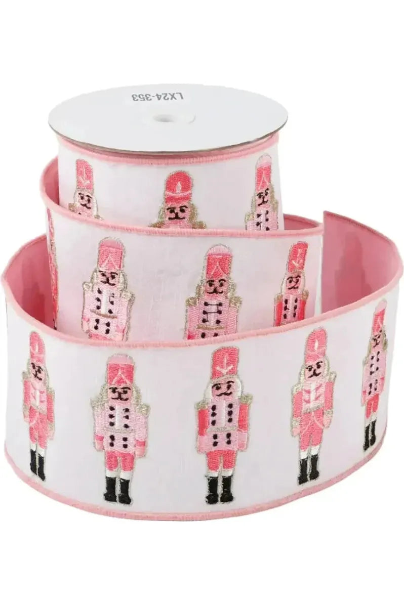 Shop For 4" Nutcracker Pink Dupion Ribbon: White (5 Yards) at Michelle's aDOORable Creations