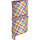 Shop For 4" Pastel Plaid Diagonal Print Ribbon: Multi (10 Yards)