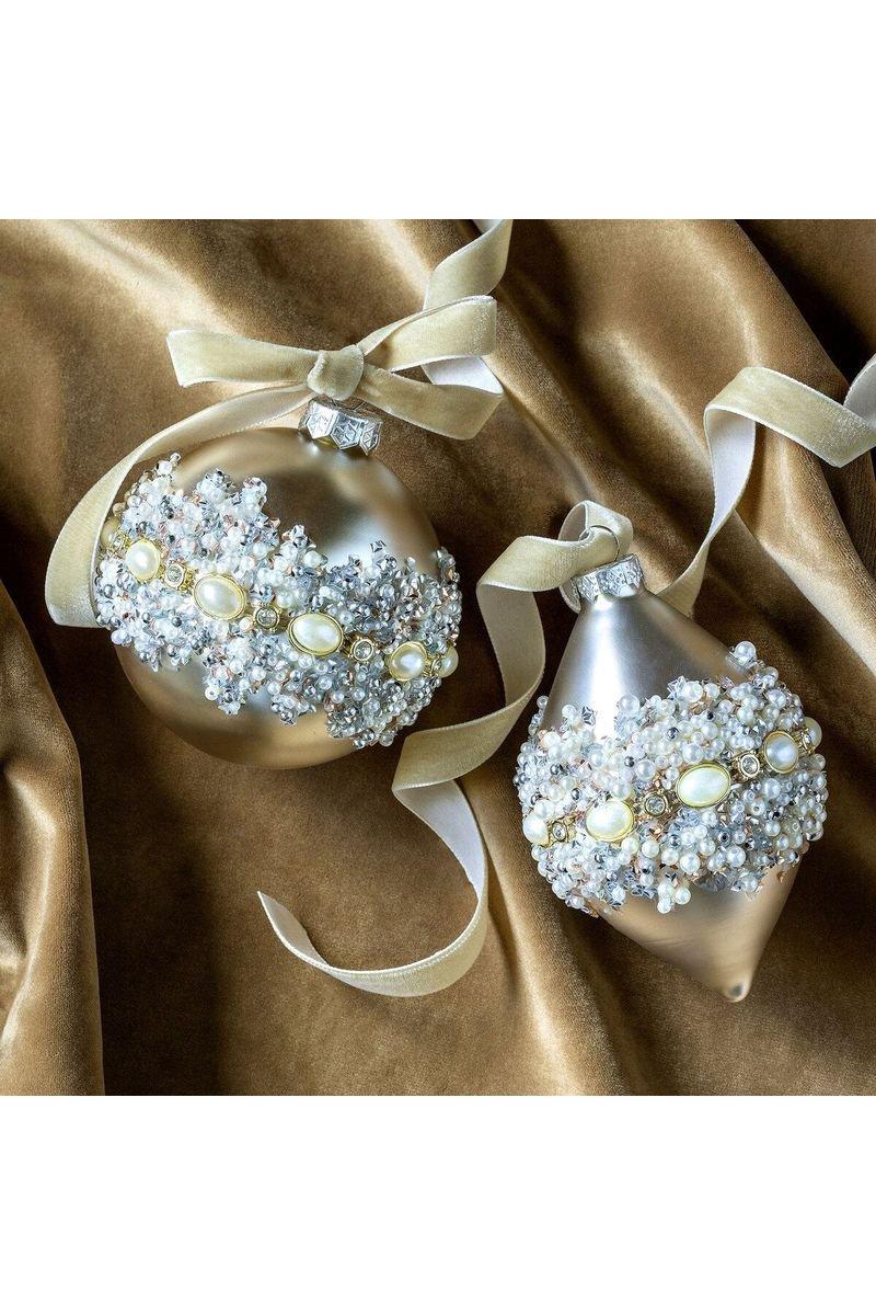 Shop For 4" Pearl and Jewel Crusted Glass Ornaments