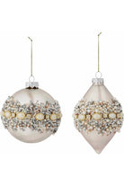 Shop For 4" Pearl and Jewel Crusted Glass Ornaments