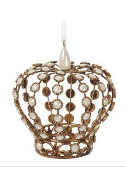 Shop For 4″ Pearl Crown Ornament Gold Pearl