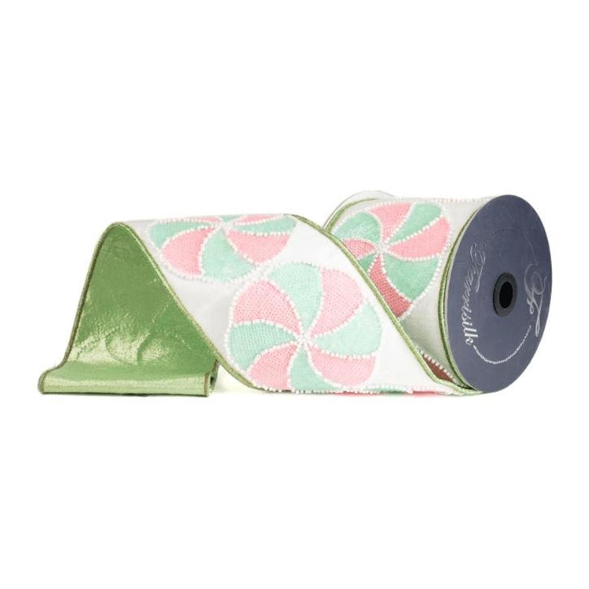 Shop For 4" Peppermint Candies Ribbon: Mint/Pink (5 Yards)
