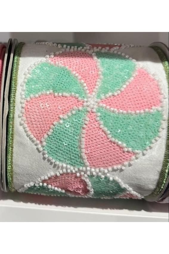 Shop For 4" Peppermint Candies Ribbon: Mint/Pink (5 Yards)