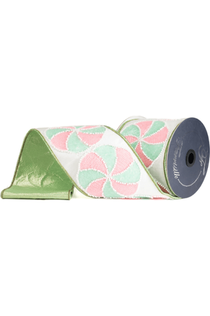 Shop For 4" Peppermint Candies Ribbon: Mint/Pink (5 Yards)