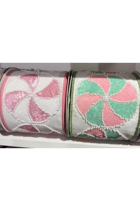 Shop For 4" Peppermint Candies Ribbon: Pink/White (5 Yards)