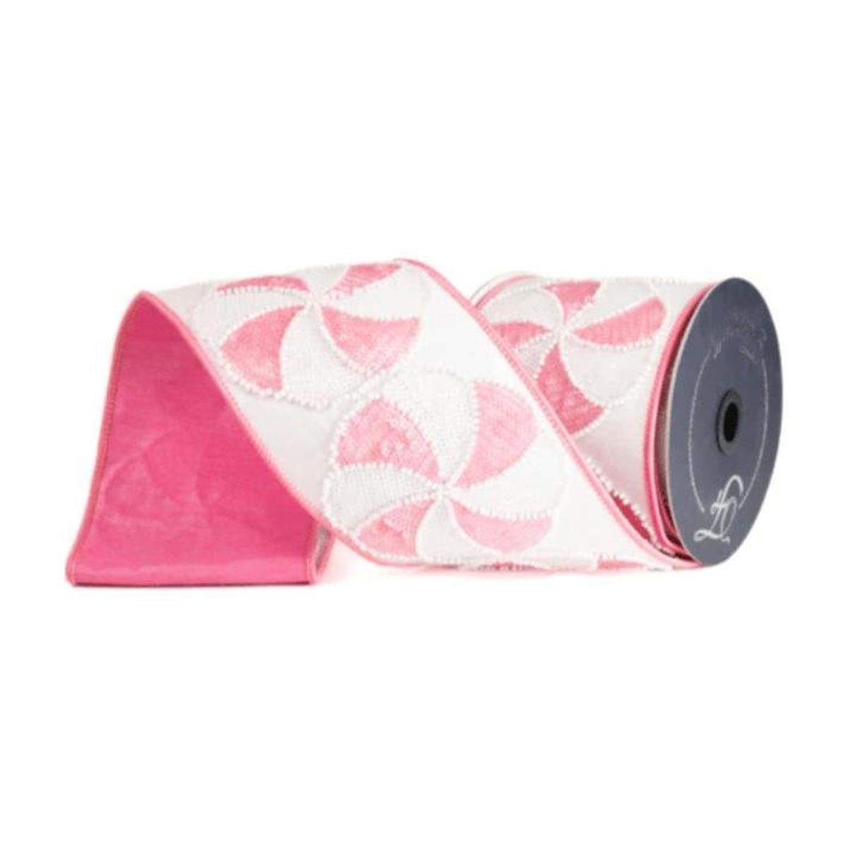 Shop For 4" Peppermint Candies Ribbon: Pink/White (5 Yards)