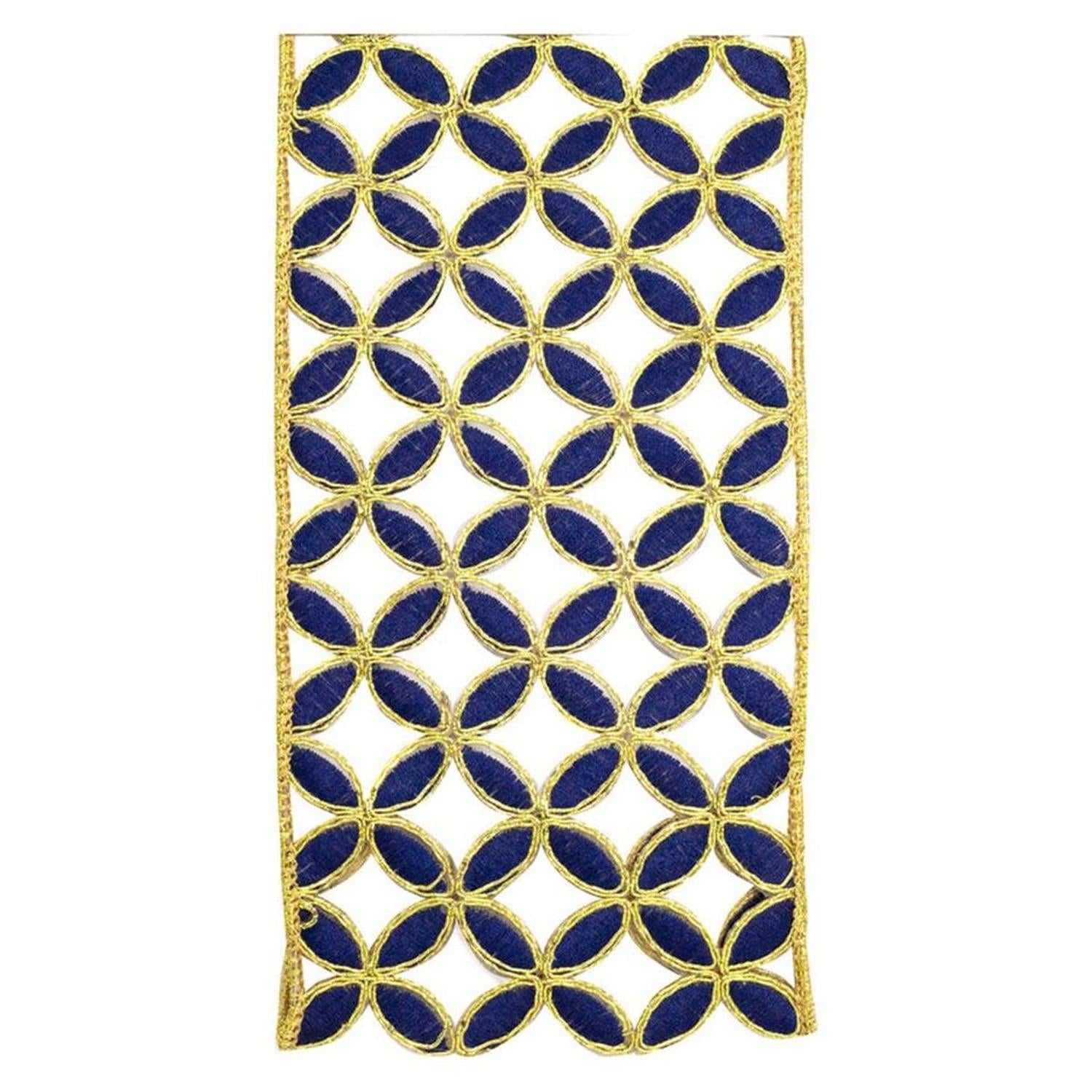 4" Petal Cut Embroidery Ribbon: Navy/Gold (5 Yards)