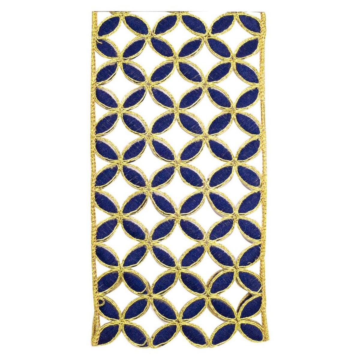 Shop For 4" Petal Cut Embroidery Ribbon: Navy/Gold (5 Yards)