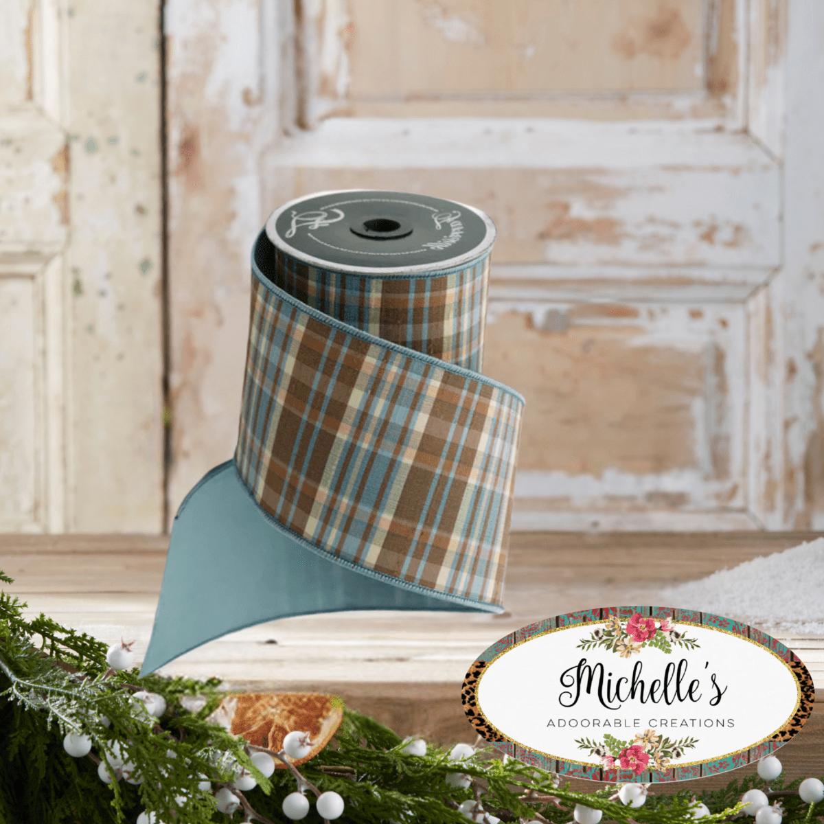 Shop For 4" Prescott Fall Plaid Ribbon: Blue/Chocolate (10 Yards)