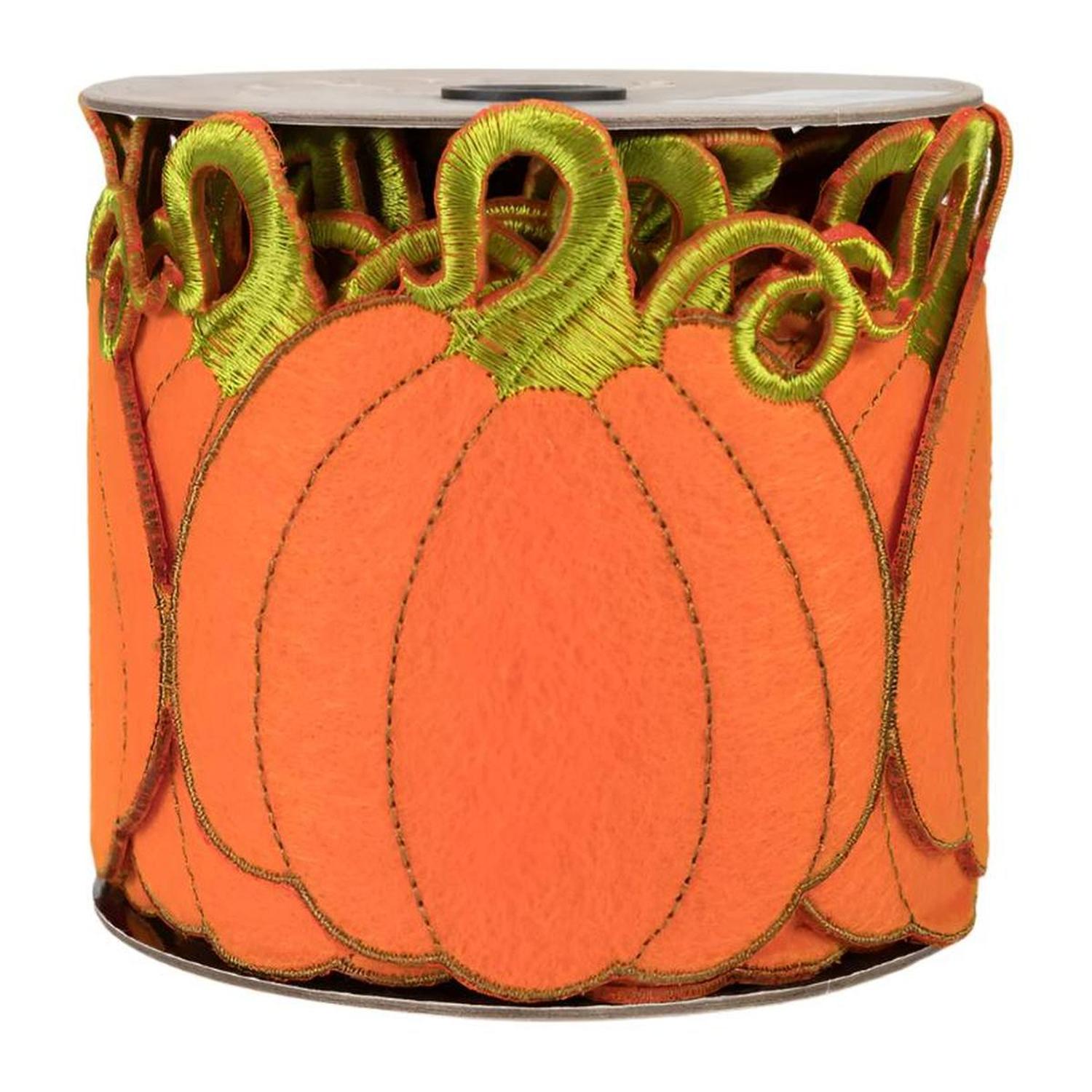 4" Pumpkin Garland Ribbon: Orange (5 Yards)