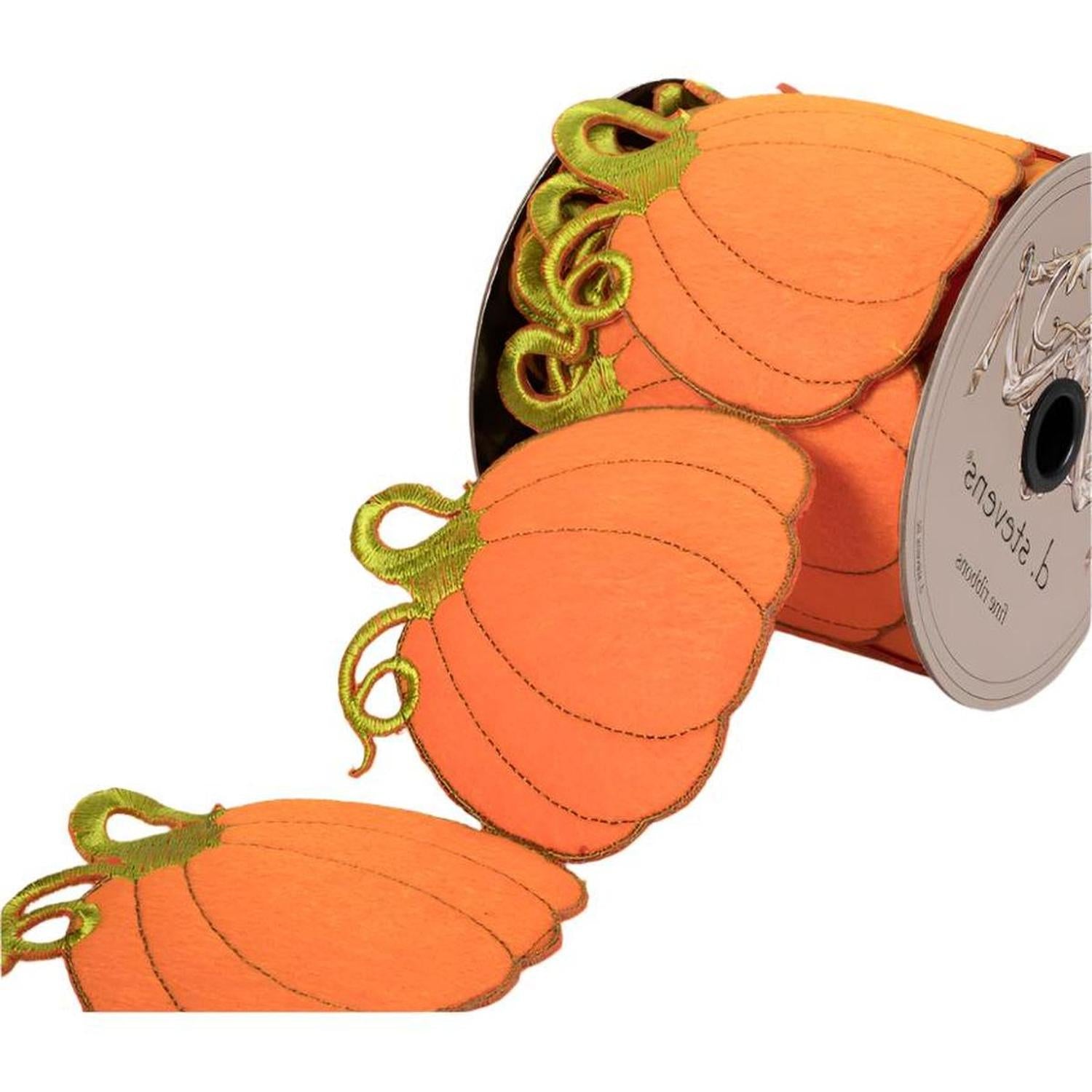 4" Pumpkin Garland Ribbon: Orange (5 Yards)