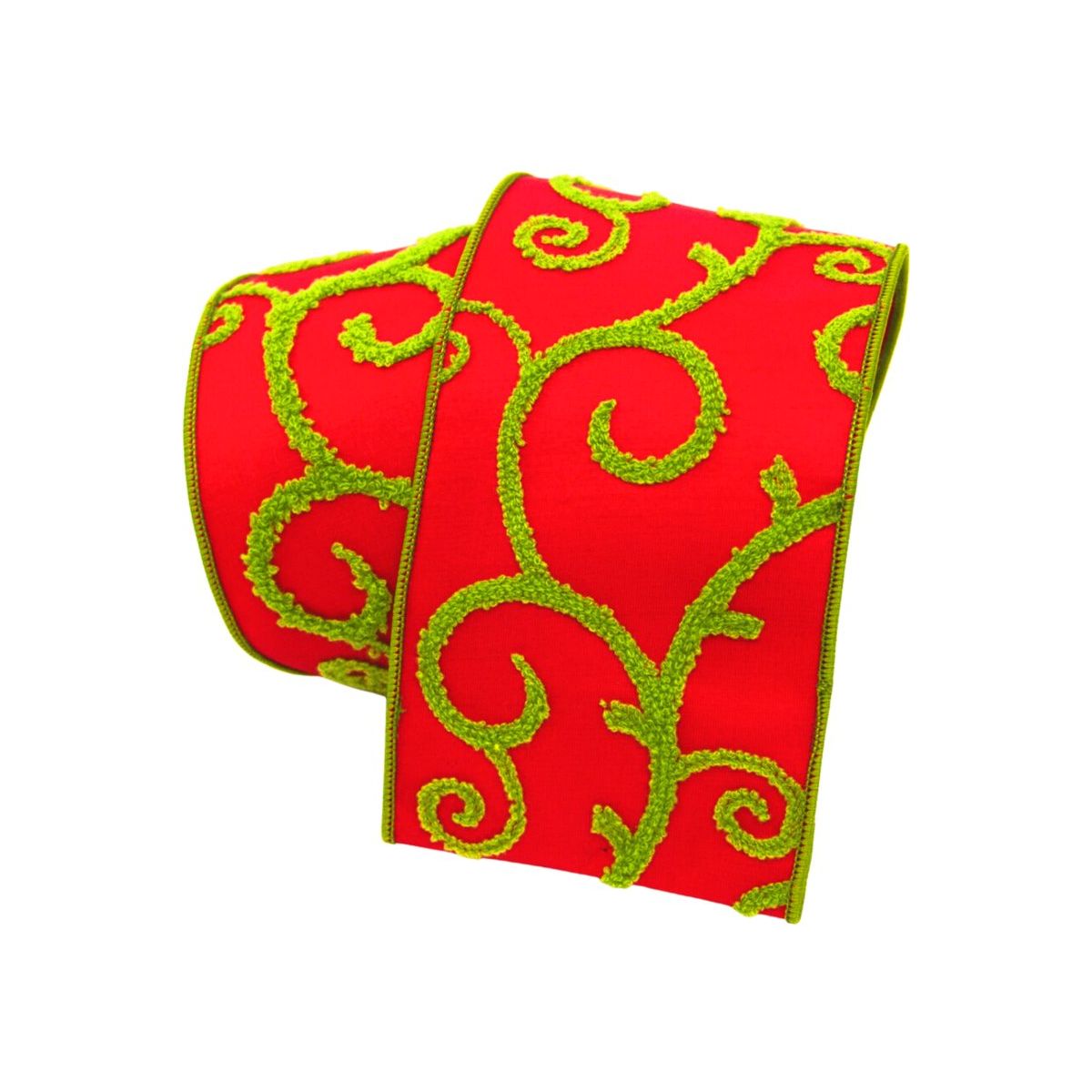Shop For 4" Red and Lime Green Raised Swirls (10 Yards)