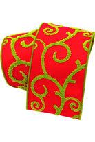 Shop For 4" Red and Lime Green Raised Swirls (10 Yards)