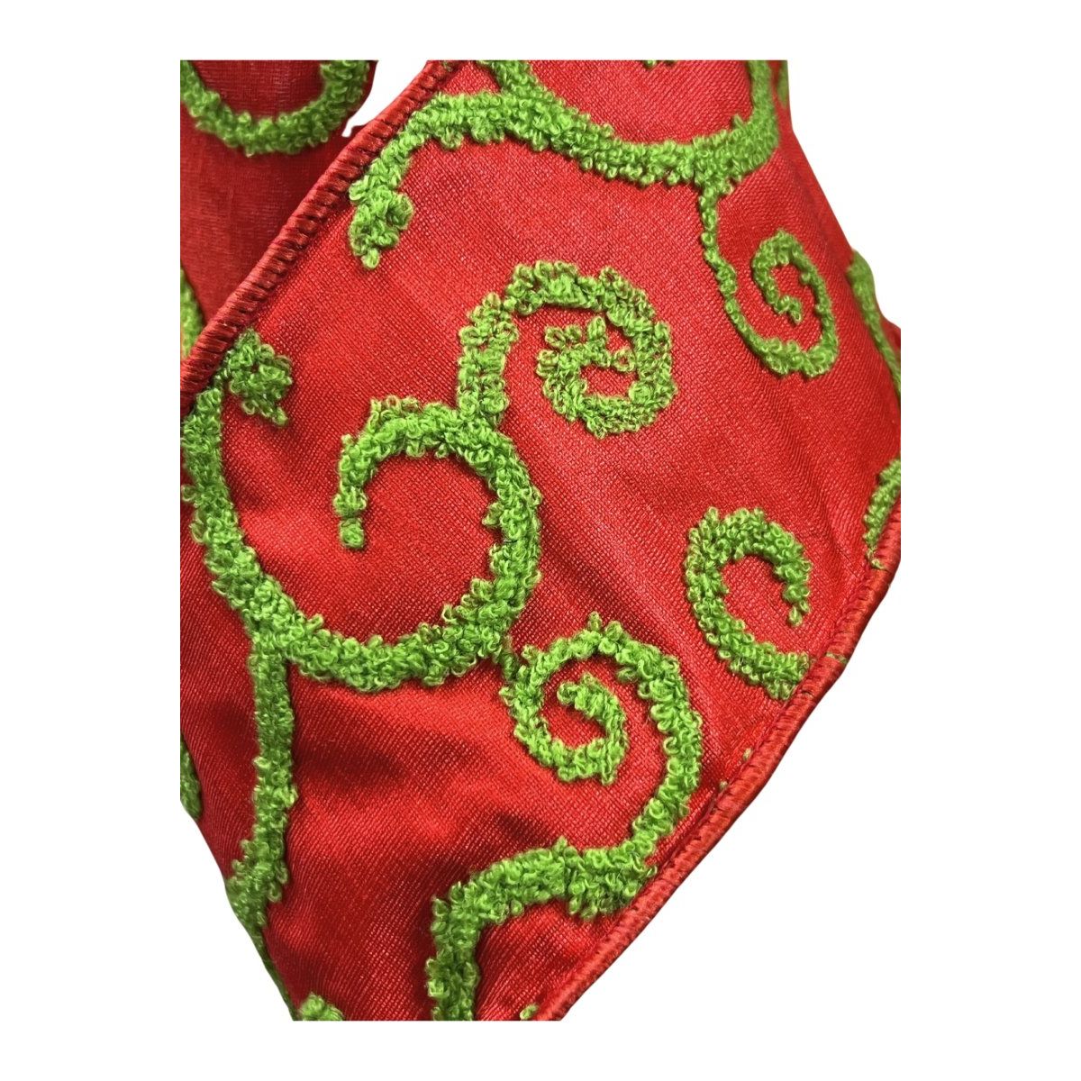 Shop For 4" Red and Lime Green Raised Swirls (10 Yards)