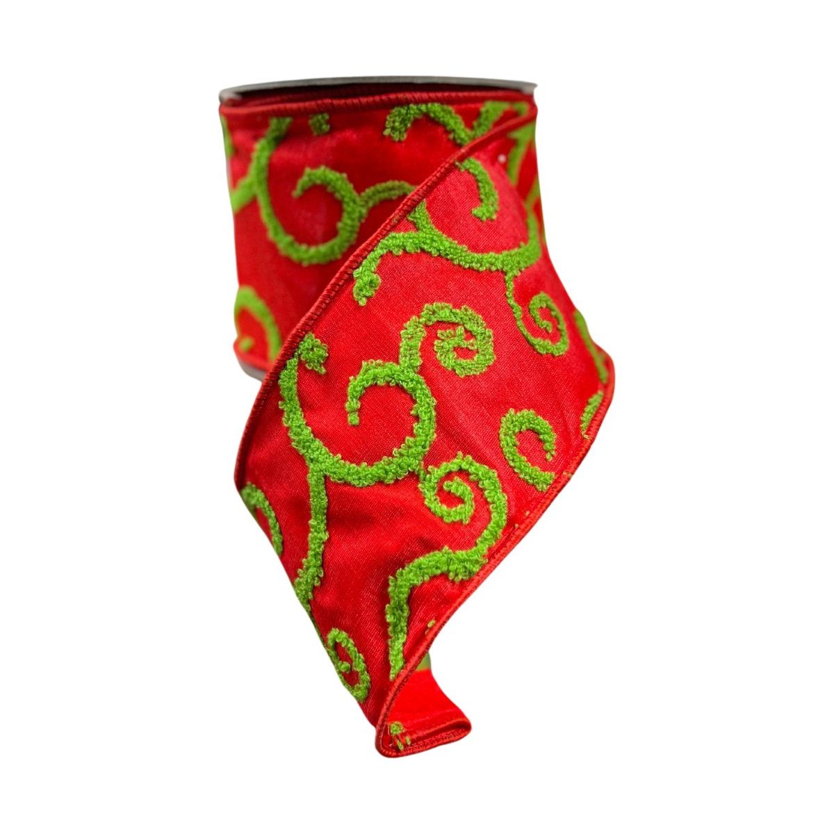 Shop For 4" Red and Lime Green Raised Swirls (10 Yards)