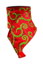 Shop For 4" Red and Lime Green Raised Swirls (10 Yards)