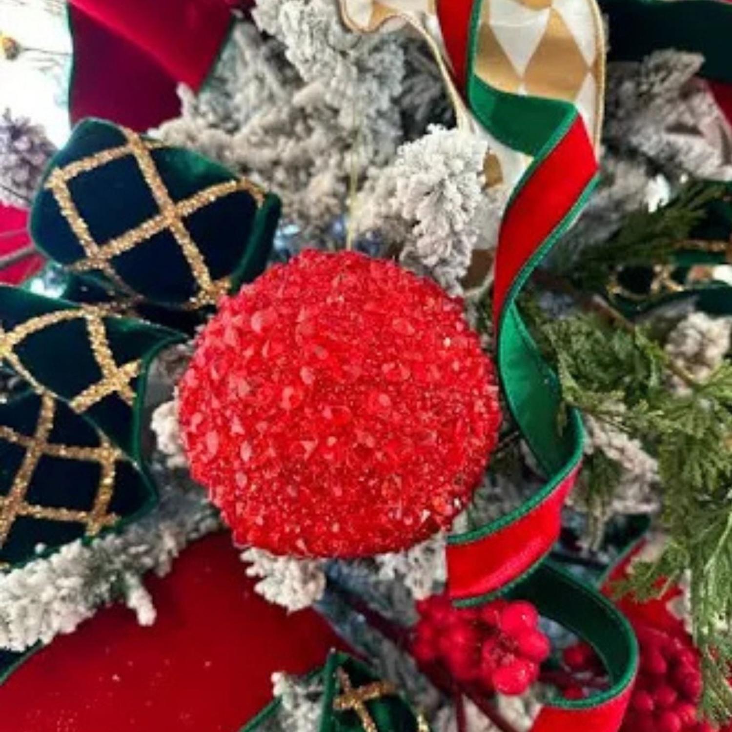 4" Red Crystal Ball Ornament