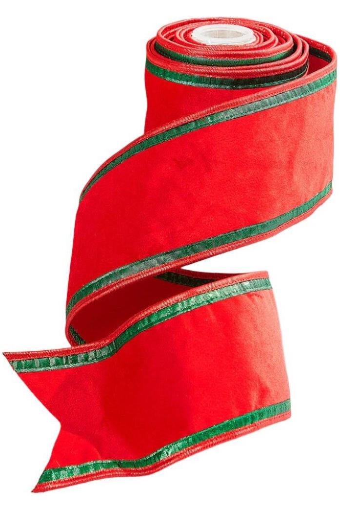 Shop For 4" Red & Green Piping Velvet Metallic Dupion Ribbon (5 Yards)