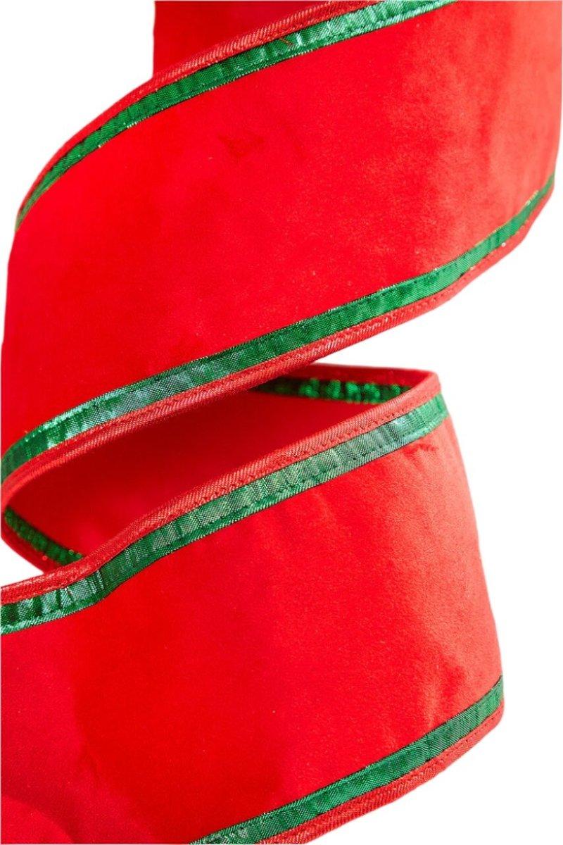 Shop For 4" Red & Green Piping Velvet Metallic Dupion Ribbon (5 Yards)