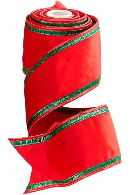 Shop For 4" Red & Green Piping Velvet Metallic Dupion Ribbon (5 Yards)