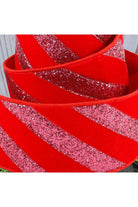 Shop For 4" Red Velvet Glitter Stripe Ribbon: Pink (5 Yards)