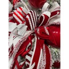 4" Red Velvet Sequin Trim Ribbon: Red/White (5 Yards)