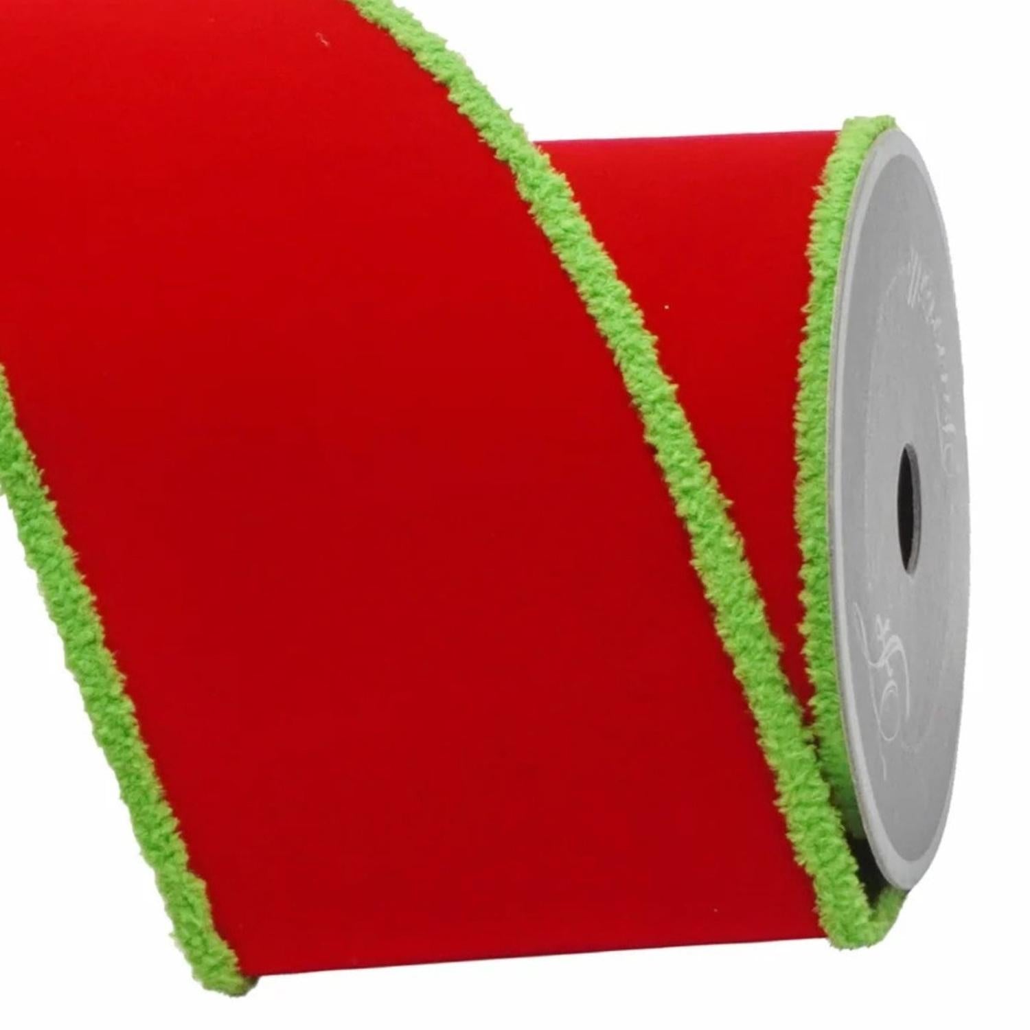 Shop For 4" Scrooge Green Trim Ribbon: Red (10 Yards)