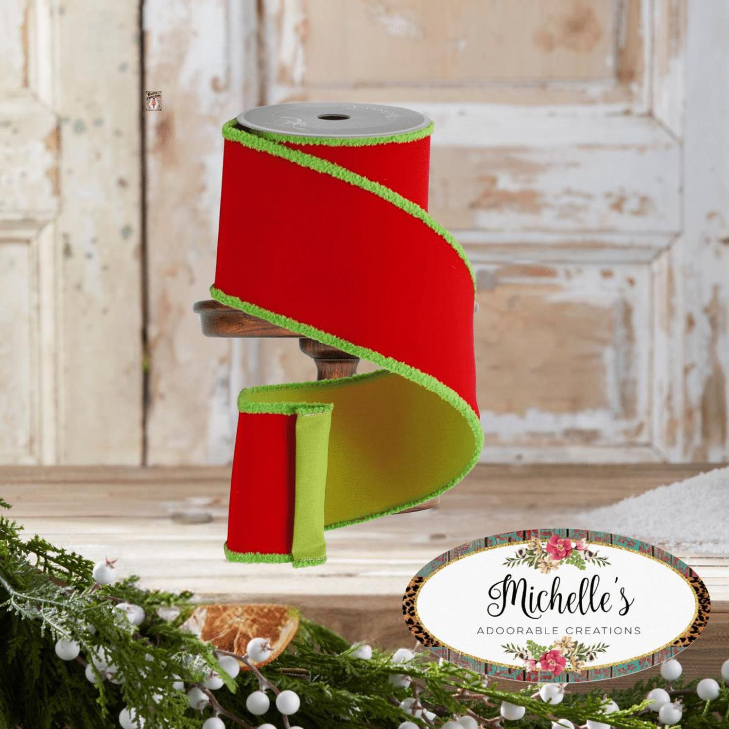 Shop For 4" Scrooge Green Trim Ribbon: Red (10 Yards)