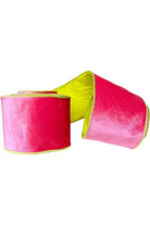 Shop For 4" Solid Velvet Double - Sided Ribbon: Pink/Lime (10 Yards)