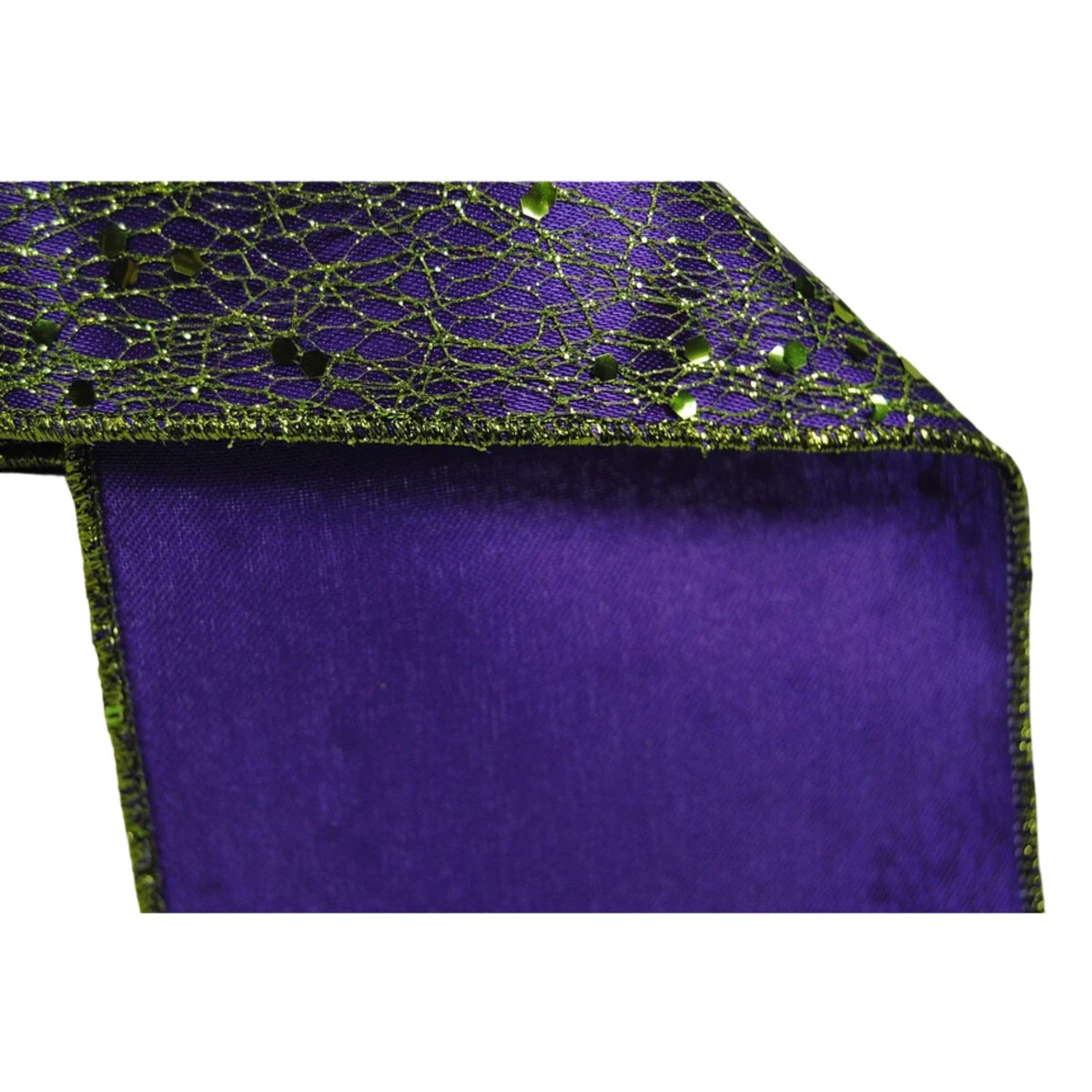 Shop For 4" Spider Web Lime Tinsel Ribbon: Purple (10 Yards)