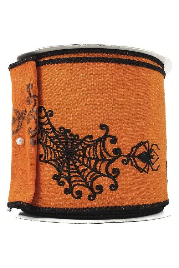 Shop For 4" Spider Web Ribbon: Orange (10 Yards)