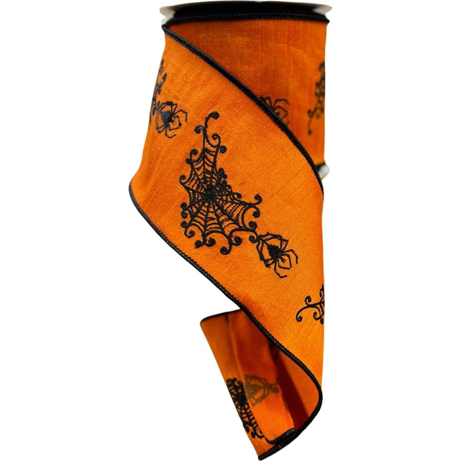 Shop For 4" Spider Web Ribbon: Orange (10 Yards)