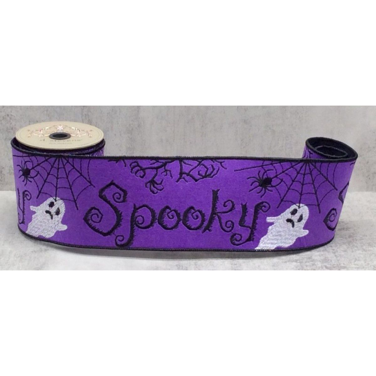 Shop For 4" Spooky Ghost Spider Felt Ribbon: Purple (5 Yards)