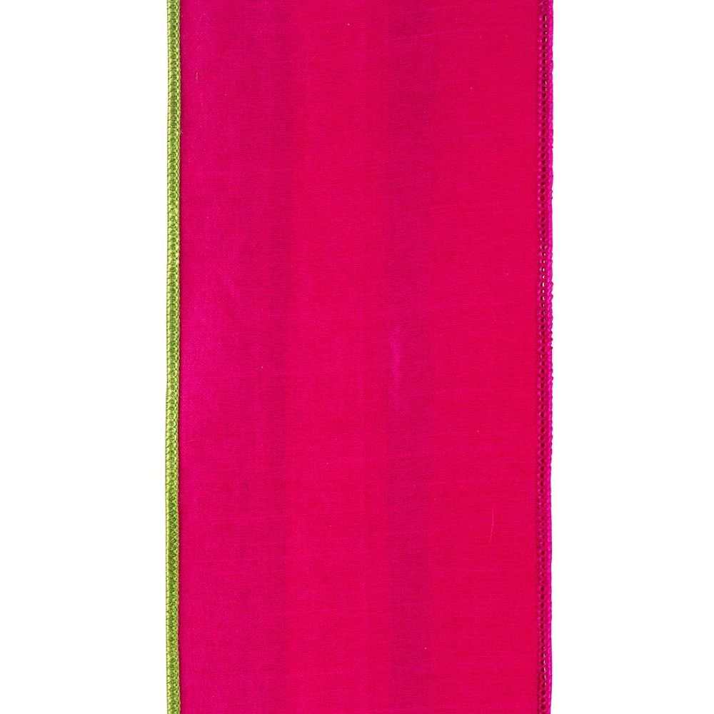 Shop For 4" Stripe Trimming Overlay Ribbon: Lime/Pink (5 Yards)