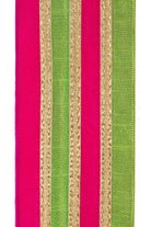 Shop For 4" Stripe Trimming Overlay Ribbon: Lime/Pink (5 Yards)