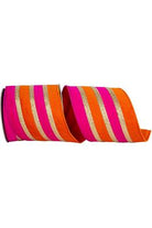 Shop For 4" Stripe Trimming Overlay Ribbon: Orange/Fuchsia (5 Yards)