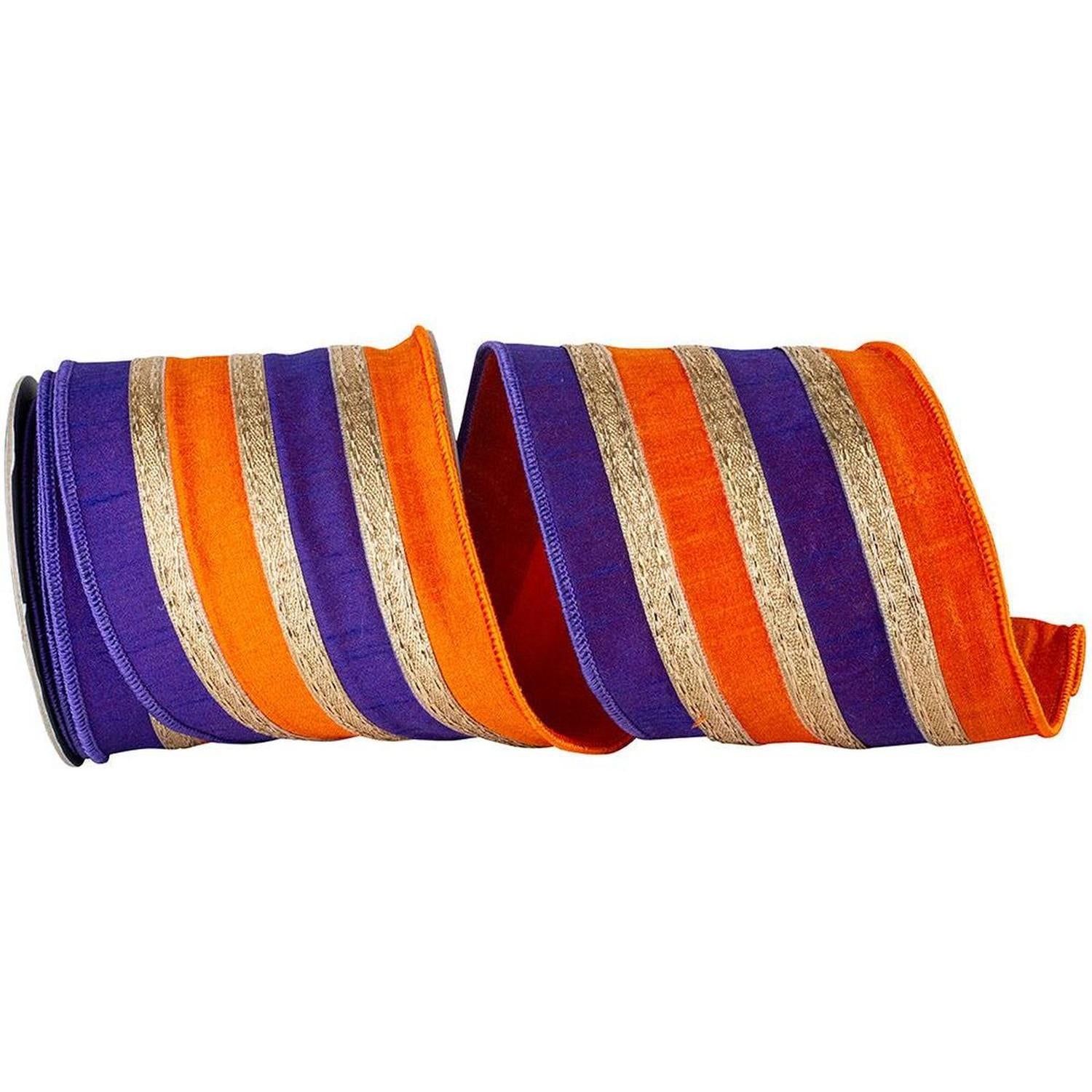 Shop For 4" Stripe Trimming Overlay Ribbon: Orange/Purple (5 Yards)