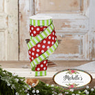 Shop For 4" Striped Edge Polka Dot Ribbon: Red, Lime & White (10 Yards)