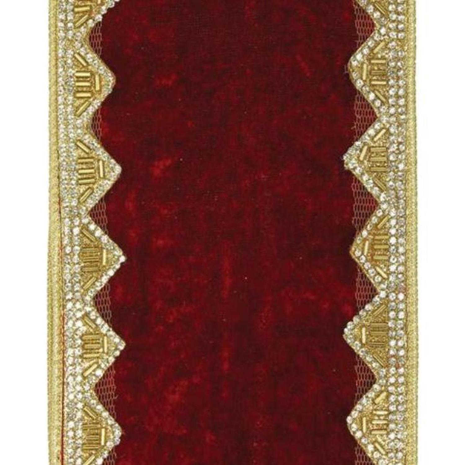 4" Velvet Jewel Trim Ribbon: Red (5 Yards)