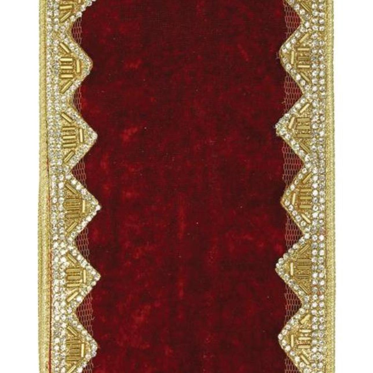 Shop For 4" Velvet Jewel Trim Ribbon: Red (5 Yards)