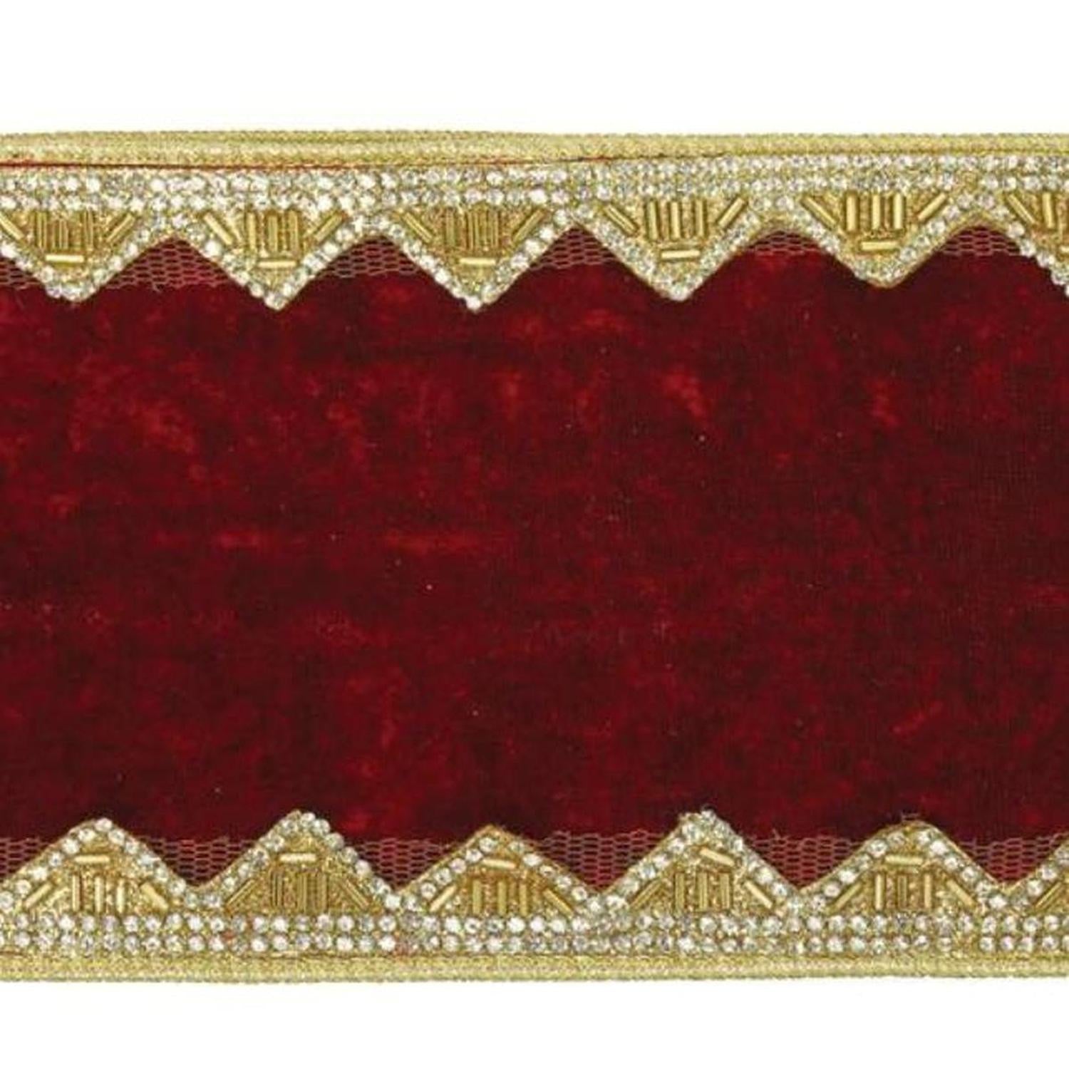 Shop For 4" Velvet Jewel Trim Ribbon: Red (5 Yards)