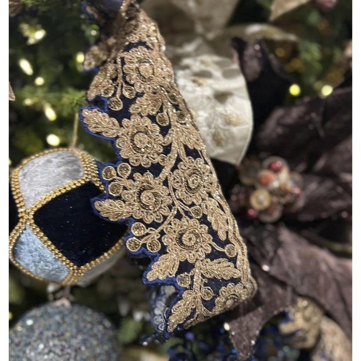 4" Velvet Medallion Ribbon: Navy Blue (10 Yards)