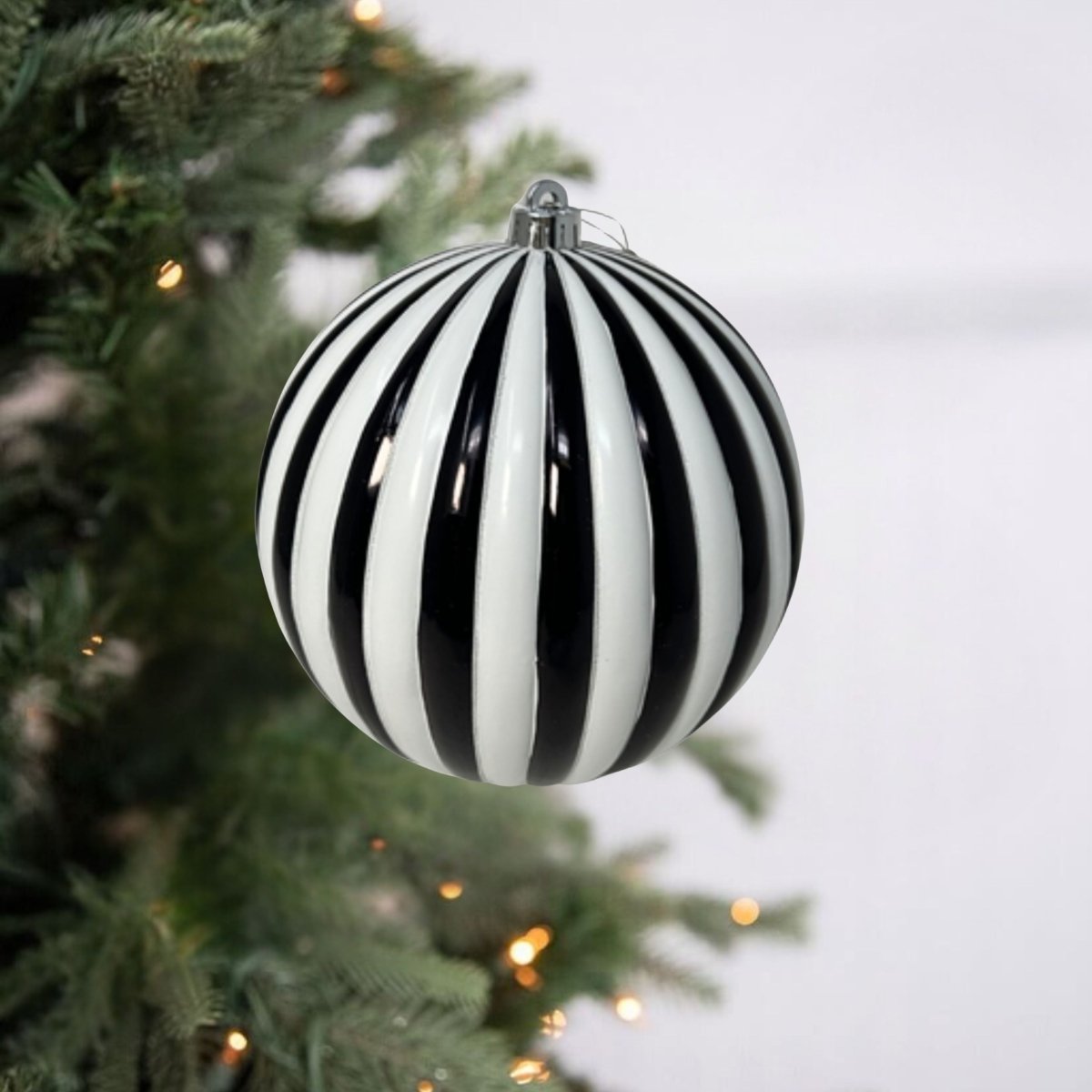 Shop For 4" Vertical Striped Ball Ornament: Black/White