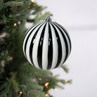 Shop For 4" Vertical Striped Ball Ornament: Black/White